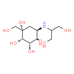 ChemSpider 2D Image | (1S,2S,3S,4R,5R)-5-[(1,3-Dihydroxy-2-propanyl)amino]-1-(hydroxymethyl)-1,2,3,4-cyclohexanetetrol | C10H21NO7