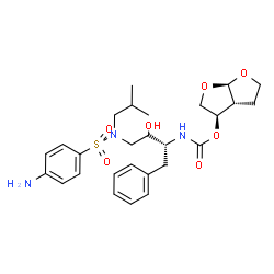 ChemSpider 2D Image | (3R,3aR,6aR)-Hexahydrofuro[2,3-b]furan-3-yl [(2R,3R)-4-{[(4-aminophenyl)sulfonyl](isobutyl)amino}-3-hydroxy-1-phenyl-2-butanyl]carbamate | C27H37N3O7S