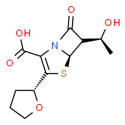 ChemSpider 2D Image | (5R,6S)-6-[(1S)-1-Hydroxyethyl]-7-oxo-3-[(2R)-tetrahydro-2-furanyl]-4-thia-1-azabicyclo[3.2.0]hept-2-ene-2-carboxylic acid | C12H15NO5S