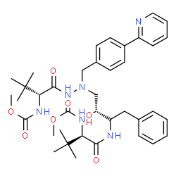 ChemSpider 2D Image | Methyl {(5R,10R,11R,14R)-11-benzyl-10-hydroxy-15,15-dimethyl-5-(2-methyl-2-propanyl)-3,6,13-trioxo-8-[4-(2-pyridinyl)benzyl]-2-oxa-4,7,8,12-tetraazahexadecan-14-yl}carbamate | C38H52N6O7