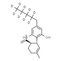ChemSpider 2D Image | 2-[(1R,6R)-6-Isopropenyl-3-methyl-2-cyclohexen-1-yl]-5-[(2,2,3,3,4,4,5,5,5-~2~H_9_)pentyl]-1,3-benzenediol | C21H21D9O2