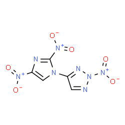 ChemSpider 2D Image | 4-(2,4-Dinitro-1H-imidazol-1-yl)-2-nitro-2H-1,2,3-triazole | C5H2N8O6