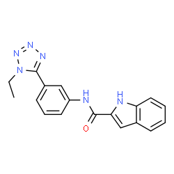 ChemSpider 2D Image | N-[3-(1-Ethyl-1H-tetrazol-5-yl)phenyl]-1H-indole-2-carboxamide | C18H16N6O