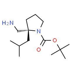 ChemSpider 2D Image | (R)-tert-Butyl 2-(aminomethyl)-2-isobutylpyrrolidine-1-carboxylate | C14H28N2O2