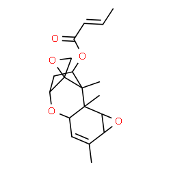 ChemSpider 2D Image | 1,2,6-Trimethylspiro[4,9-dioxatetracyclo[8.2.1.0~2,8~.0~3,5~]tridec-6-ene-13,2'-oxiran]-12-yl (2E)-2-butenoate | C19H24O5