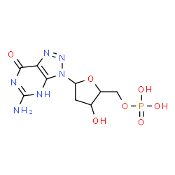 ChemSpider 2D Image | 5-Amino-3-(2-deoxy-5-O-phosphonopentofuranosyl)-3,4-dihydro-7H-[1,2,3]triazolo[4,5-d]pyrimidin-7-one | C9H13N6O7P