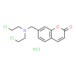 ChemSpider 2D Image | 7-{[Bis(2-chloroethyl)amino]methyl}-2H-chromen-2-one hydrochloride (1:1) | C14H16Cl3NO2