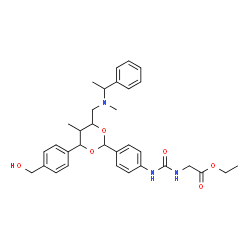 ChemSpider 2D Image | Ethyl N-{[4-(4-[4-(hydroxymethyl)phenyl]-5-methyl-6-{[methyl(1-phenylethyl)amino]methyl}-1,3-dioxan-2-yl)phenyl]carbamoyl}glycinate | C33H41N3O6
