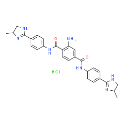 ChemSpider 2D Image | 2-Amino-N,N'-bis[4-(4-methyl-4,5-dihydro-1H-imidazol-2-yl)phenyl]terephthalamide hydrochloride (1:1) | C28H30ClN7O2