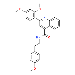 ChemSpider 2D Image | 2-(2,4-Dimethoxyphenyl)-N-[2-(4-methoxyphenyl)ethyl]-4-quinolinecarboxamide | C27H26N2O4
