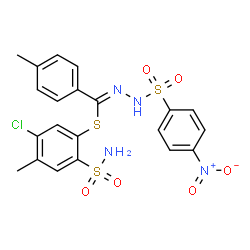 ChemSpider 2D Image | 5-Chloro-4-methyl-2-sulfamoylphenyl 4-methyl-N-[(4-nitrophenyl)sulfonyl]benzenecarbohydrazonothioate | C21H19ClN4O6S3