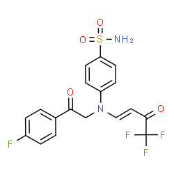 ChemSpider 2D Image | 4-{[2-(4-Fluorophenyl)-2-oxoethyl][(1E)-4,4,4-trifluoro-3-oxo-1-buten-1-yl]amino}benzenesulfonamide | C18H14F4N2O4S