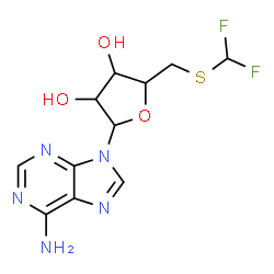 ChemSpider 2D Image | 9-[5-S-(Difluoromethyl)-5-thiopentofuranosyl]-9H-purin-6-amine | C11H13F2N5O3S