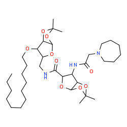 ChemSpider 2D Image | 6-[(1-Azepanylacetyl)amino]-N-{[6-(dodecyloxy)-2,2-dimethyltetrahydrofuro[2,3-d][1,3]dioxol-5-yl]methyl}-2,2-dimethyltetrahydrofuro[2,3-d][1,3]dioxole-5-carboxamide | C36H63N3O9