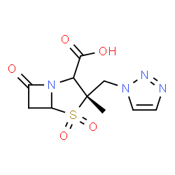 ChemSpider 2D Image | (3S)-3-Methyl-7-oxo-3-(1H-1,2,3-triazol-1-ylmethyl)-4-thia-1-azabicyclo[3.2.0]heptane-2-carboxylic acid 4,4-dioxide | C10H12N4O5S