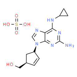 ChemSpider 2D Image | {(1S,4S)-4-[2-Amino-6-(cyclopropylamino)-9H-purin-9-yl]-2-cyclopenten-1-yl}methanol sulfate (1:1) | C14H20N6O5S