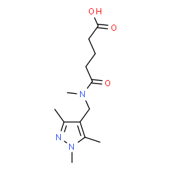 ChemSpider 2D Image | 5-{Methyl[(1,3,5-trimethyl-1H-pyrazol-4-yl)methyl]amino}-5-oxopentanoic acid | C13H21N3O3
