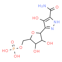 ChemSpider 2D Image | 1,4-Anhydro-1-(5-carbamoyl-4-hydroxy-1H-pyrazol-3-yl)-5-O-phosphonopentitol | C9H14N3O9P