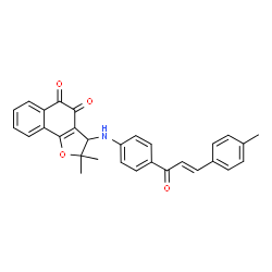 ChemSpider 2D Image | 2,2-Dimethyl-3-({4-[(2E)-3-(4-methylphenyl)-2-propenoyl]phenyl}amino)-2,3-dihydronaphtho[1,2-b]furan-4,5-dione | C30H25NO4