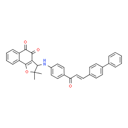 ChemSpider 2D Image | 3-({4-[(2E)-3-(4-Biphenylyl)-2-propenoyl]phenyl}amino)-2,2-dimethyl-2,3-dihydronaphtho[1,2-b]furan-4,5-dione | C35H27NO4