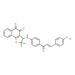 ChemSpider 2D Image | 3-({4-[(2E)-3-(4-Methoxyphenyl)-2-propenoyl]phenyl}amino)-2,2-dimethyl-2,3-dihydronaphtho[1,2-b]furan-4,5-dione | C30H25NO5