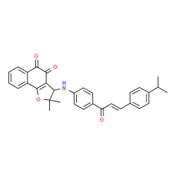 ChemSpider 2D Image | 3-({4-[(2E)-3-(4-Isopropylphenyl)-2-propenoyl]phenyl}amino)-2,2-dimethyl-2,3-dihydronaphtho[1,2-b]furan-4,5-dione | C32H29NO4