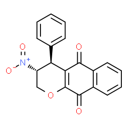 ChemSpider 2D Image | (3R,4S)-3-Nitro-4-phenyl-3,4-dihydro-2H-benzo[g]chromene-5,10-dione | C19H13NO5