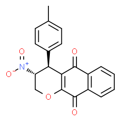 ChemSpider 2D Image | (3R,4S)-4-(4-Methylphenyl)-3-nitro-3,4-dihydro-2H-benzo[g]chromene-5,10-dione | C20H15NO5