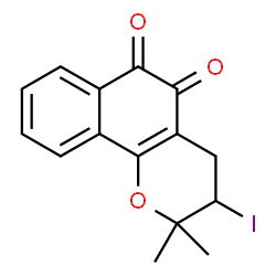 ChemSpider 2D Image | 3-Iodo-2,2-dimethyl-3,4-dihydro-2H-benzo[h]chromene-5,6-dione | C15H13IO3