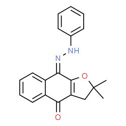 ChemSpider 2D Image | (9Z)-2,2-Dimethyl-9-(phenylhydrazono)-3,9-dihydronaphtho[2,3-b]furan-4(2H)-one | C20H18N2O2