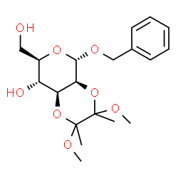 ChemSpider 2D Image | (4aS,5S,7R,8R,8aS)-5-(Benzyloxy)-7-(hydroxymethyl)-2,3-dimethoxy-2,3-dimethylhexahydro-5H-pyrano[3,4-b][1,4]dioxin-8-ol | C19H28O8