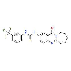 ChemSpider 2D Image | 1-(12-Oxo-6,7,8,9,10,12-hexahydroazepino[2,1-b]quinazolin-2-yl)-3-[3-(trifluoromethyl)phenyl]thiourea | C21H19F3N4OS