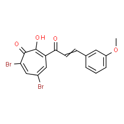 ChemSpider 2D Image | 5,7-Dibromo-2-hydroxy-3-[3-(3-methoxyphenyl)acryloyl]-2,4,6-cycloheptatrien-1-one | C17H12Br2O4