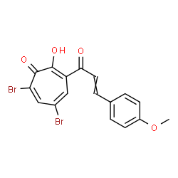 ChemSpider 2D Image | 5,7-Dibromo-2-hydroxy-3-[3-(4-methoxyphenyl)acryloyl]-2,4,6-cycloheptatrien-1-one | C17H12Br2O4