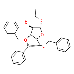 ChemSpider 2D Image | Ethyl 3,5,6-tri-O-benzyl-beta-D-glucofuranoside | C29H34O6