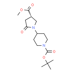 ChemSpider 2D Image | 2-Methyl-2-propanyl 4-[(4S)-4-(methoxycarbonyl)-2-oxo-1-pyrrolidinyl]-1-piperidinecarboxylate | C16H26N2O5