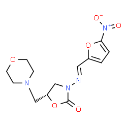 ChemSpider 2D Image | (5R)-5-(4-Morpholinylmethyl)-3-{(E)-[(5-nitro-2-furyl)methylene]amino}-1,3-oxazolidin-2-one | C13H16N4O6