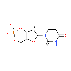 ChemSpider 2D Image | 1-(2,7-Dihydroxy-2-oxidotetrahydro-4H-furo[3,2-d][1,3,2]dioxaphosphinin-6-yl)-2,4(1H,3H)-pyrimidinedione | C9H11N2O8P