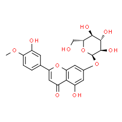 ChemSpider 2D Image | 5-Hydroxy-2-(3-hydroxy-4-methoxyphenyl)-4-oxo-4H-chromen-7-yl alpha-D-glucopyranoside | C22H22O11
