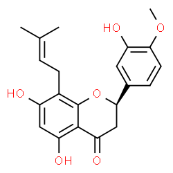 ChemSpider 2D Image | (2R)-5,7-Dihydroxy-2-(3-hydroxy-4-methoxyphenyl)-8-(3-methyl-2-buten-1-yl)-2,3-dihydro-4H-chromen-4-one | C21H22O6