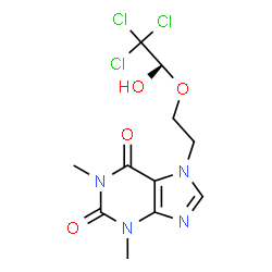ChemSpider 2D Image | 1,3-Dimethyl-7-{2-[(1S)-2,2,2-trichloro-1-hydroxyethoxy]ethyl}-3,7-dihydro-1H-purine-2,6-dione | C11H13Cl3N4O4