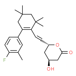 ChemSpider 2D Image | (4S,6R)-6-{2-[2-(4-Fluoro-3-methylphenyl)-4,4,6,6-tetramethyl-1-cyclohexen-1-yl]vinyl}-4-hydroxytetrahydro-2H-pyran-2-one | C24H31FO3