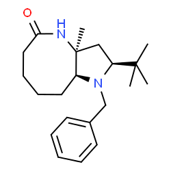 ChemSpider 2D Image | (2S,3aS,9aS)-1-Benzyl-3a-methyl-2-(2-methyl-2-propanyl)decahydro-5H-pyrrolo[3,2-b]azocin-5-one | C21H32N2O