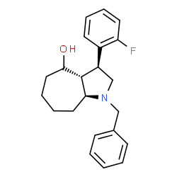 ChemSpider 2D Image | (3S,3aR,8aS)-1-Benzyl-3-(2-fluorophenyl)decahydrocyclohepta[b]pyrrol-4-ol | C22H26FNO