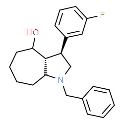 ChemSpider 2D Image | (3S,3aR,8aR)-1-Benzyl-3-(3-fluorophenyl)decahydrocyclohepta[b]pyrrol-4-ol | C22H26FNO