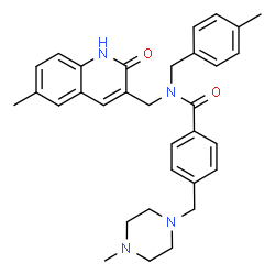 ChemSpider 2D Image | N-(4-Methylbenzyl)-N-[(6-methyl-2-oxo-1,2-dihydro-3-quinolinyl)methyl]-4-[(4-methyl-1-piperazinyl)methyl]benzamide | C32H36N4O2