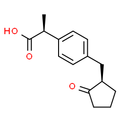 ChemSpider 2D Image | (2S)-2-(4-{[(1R)-2-Oxocyclopentyl]methyl}phenyl)propanoic acid | C15H18O3