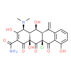 ChemSpider 2D Image | (4S,4aR,5R,5aS,11aS,12aR)-11a-Chloro-4-(dimethylamino)-3,5,10,12a-tetrahydroxy-6-methylene-1,11,12-trioxo-1,4,4a,5,5a,6,11,11a,12,12a-decahydro-2-tetracenecarboxamide | C22H21ClN2O8