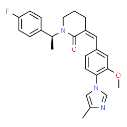 ChemSpider 2D Image | (3Z)-1-[(1S)-1-(4-Fluorophenyl)ethyl]-3-[3-methoxy-4-(4-methyl-1H-imidazol-1-yl)benzylidene]-2-piperidinone | C25H26FN3O2