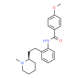 ChemSpider 2D Image | 4-Methoxy-N-(2-{2-[(2R)-1-methyl-2-piperidinyl]ethyl}phenyl)benzamide | C22H28N2O2